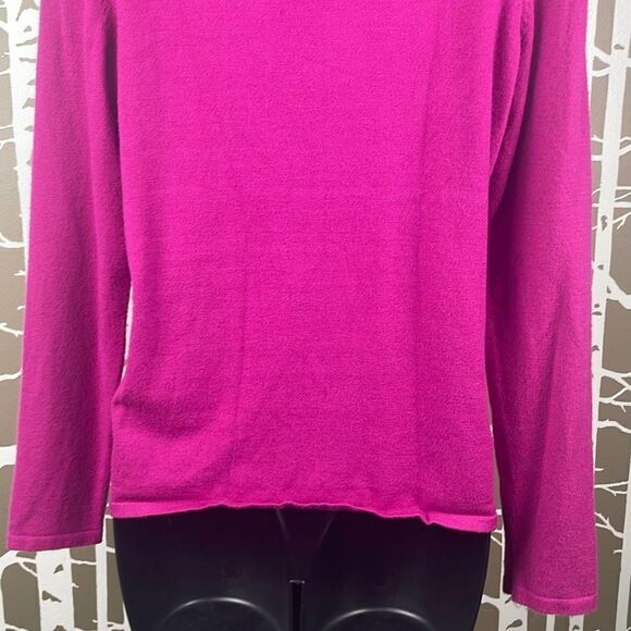 Maison Jules Fuschia Pink Stretch Fitted Sweater w Tweed Sparkly Collar sz M - Picture 8 of 11